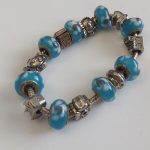 Pandora 925 Blue and Silver Beaded Bracelet